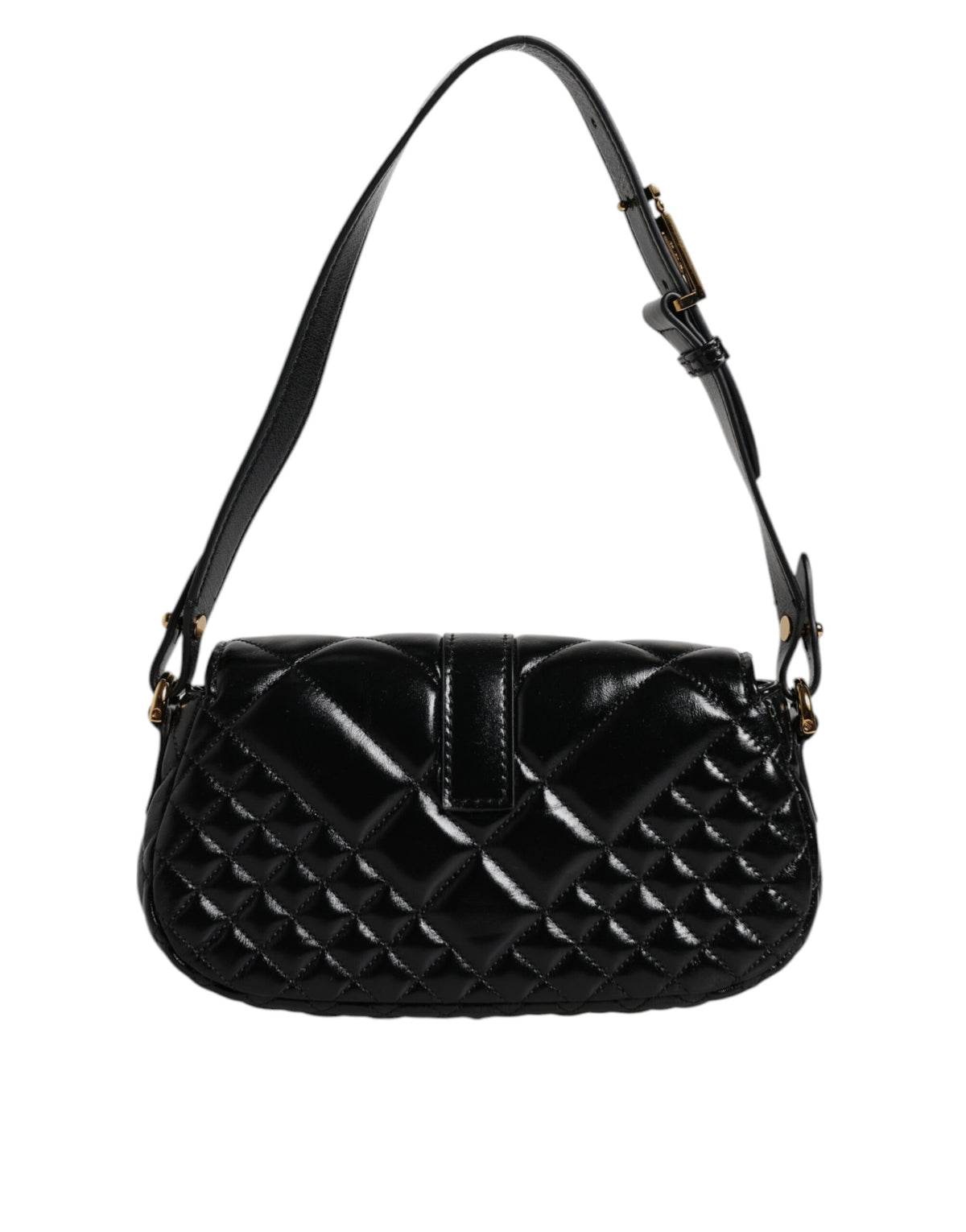 Versace Black Calf Leather Quilted Shoulder Strap Bag