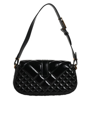Versace Black Calf Leather Quilted Shoulder Strap Bag