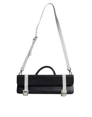 Dolce & Gabbana Blue White Calfskin Leather Crossbody Shoulder Bag