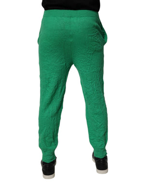 Dsquared² Green Cotton Elastic Waist Men Casual Pants