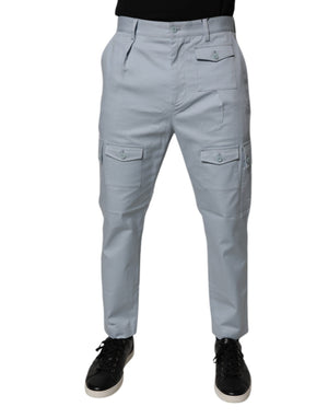 Dolce & Gabbana Light Blue Cotton Cargo Tapered Pants