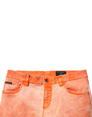 Dolce & Gabbana Orange Tie Dye Cotton Skinny Men Denim Jeans