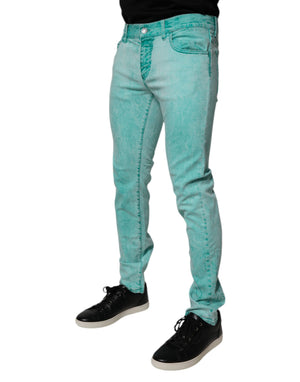 Dolce & Gabbana Green Tie Dye Cotton Skinny Men Denim Jeans