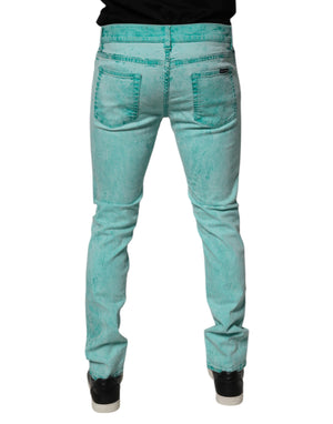 Dolce & Gabbana Green Tie Dye Cotton Skinny Men Denim Jeans