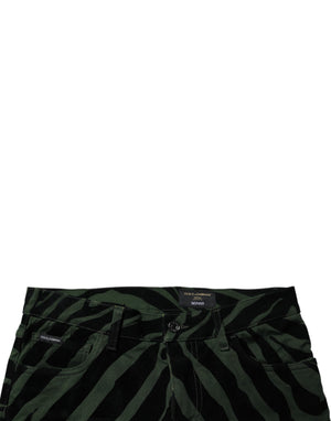 Dolce & Gabbana Black Green Stripes Cotton Skinny Denim Jeans