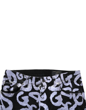 Dolce & Gabbana Black Logo Monogram Cotton Skinny Denim Jeans