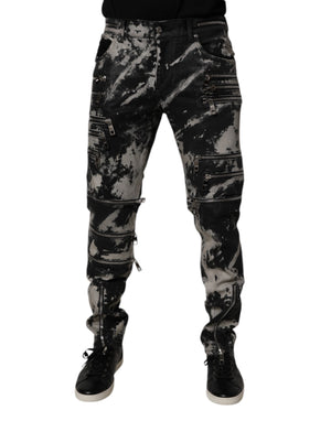 Dolce & Gabbana Black Tie Dye Cotton Skinny Zip Denim Jeans