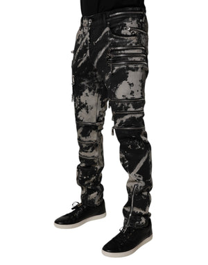 Dolce & Gabbana Black Tie Dye Cotton Skinny Zip Denim Jeans