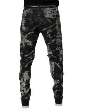 Dolce & Gabbana Black Tie Dye Cotton Skinny Zip Denim Jeans