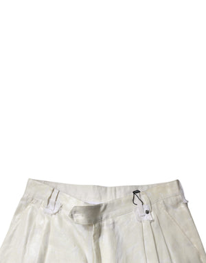 Dolce & Gabbana White Linen Mid Waist Straight Men Denim Jeans