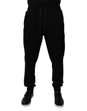 Dolce & Gabbana Black Cotton Mid Waist Jogger Sweatpants Pants
