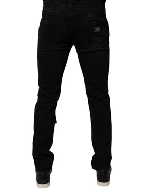 Dolce & Gabbana Black Ripped Cotton Skinny Men Denim Jeans