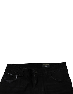 Dolce & Gabbana Black Ripped Cotton Skinny Men Denim Jeans