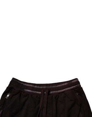 Dolce & Gabbana Maroon Cotton Logo Plaque Men Bermuda Shorts