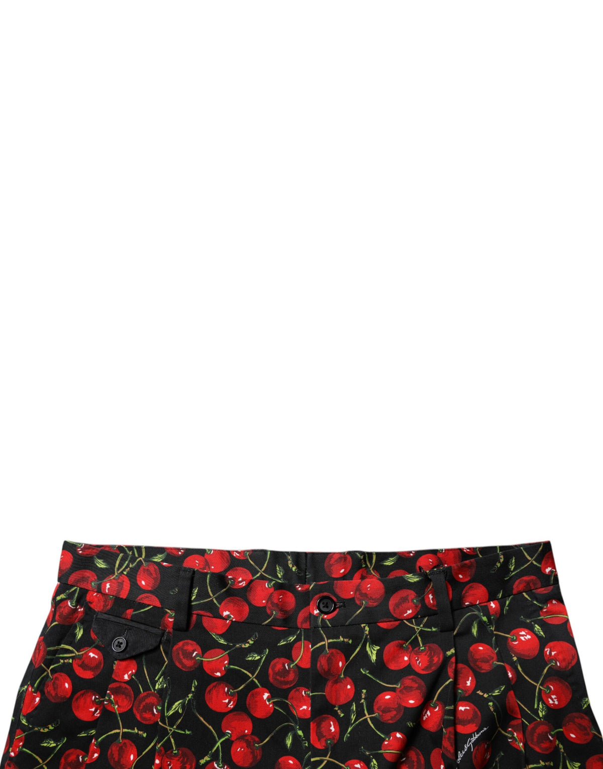 Dolce & Gabbana Black Red Cherry Print Bermuda Cotton Shorts