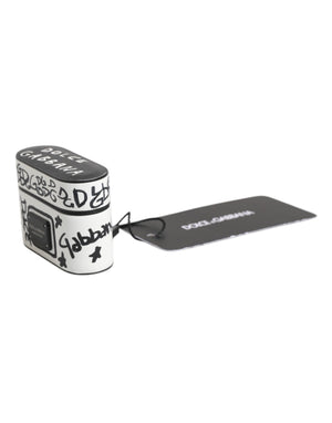 Dolce & Gabbana Black White Leather Scribble Embossed Logo Airpods Case