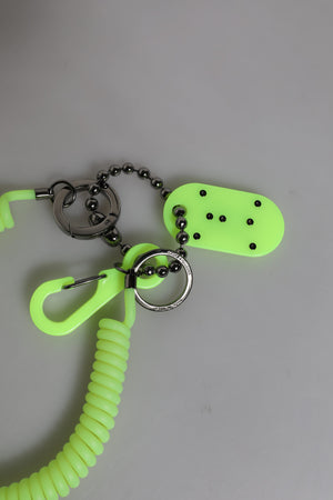 Dolce & Gabbana Green Springy Key Holder DG Logo Men's Keychain Keyring