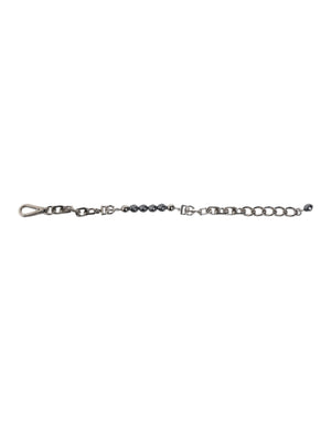 Dolce & Gabbana Silver Tone Chain Lobster Clasp Logo Gray Pearls Bracelet