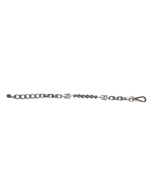 Dolce & Gabbana Silver Tone Chain Lobster Clasp Logo Gray Pearls Bracelet