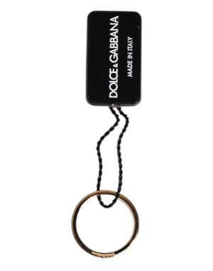 Dolce & Gabbana Gold Tone Brass Red Crystal DG Logo Ring