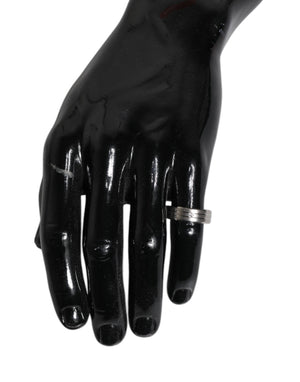 Dolce & Gabbana Silver Tone Brass Clear Crystal DG Logo Ring