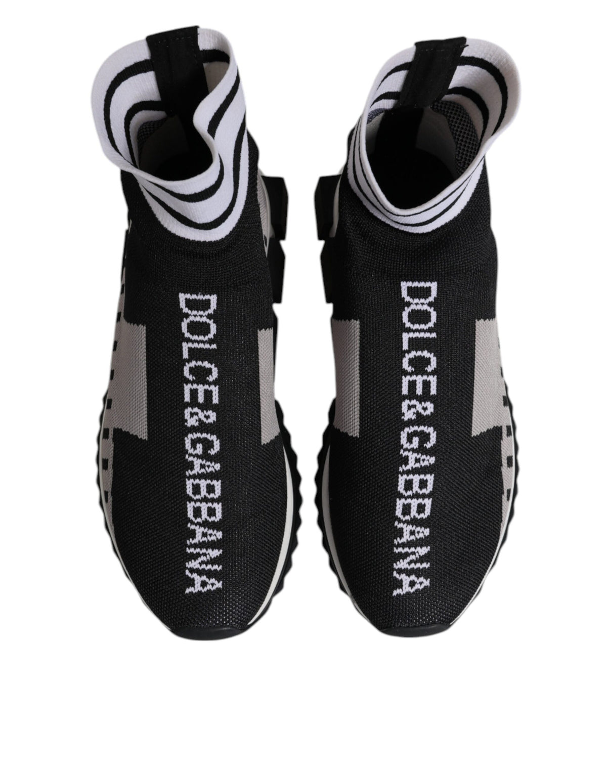 Dolce & Gabbana Black Gray Sorrento Socks Women Sneakers Shoes