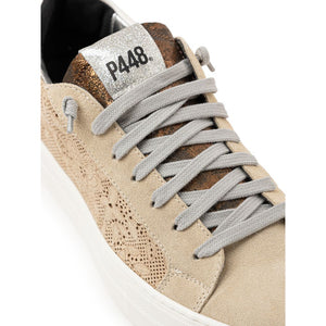 P448 Beige Leather Athletic Sneakers
