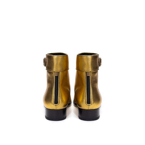 Saint Laurent Gold Leather Ankle Boots