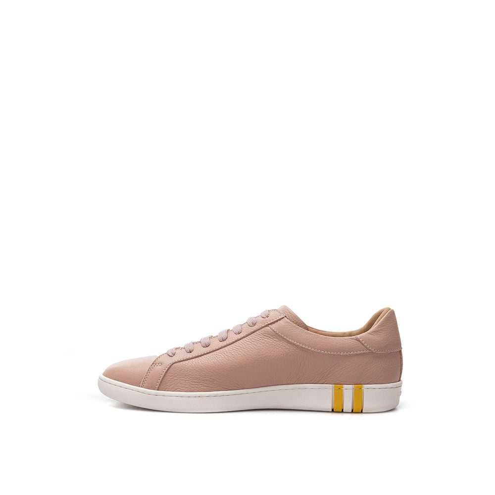 Bally Pink Fabric And Leather Low Top Sneakers