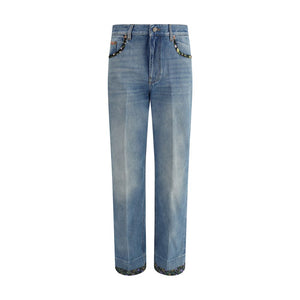 Valentino Blue Cotton Straight-Leg Jeans