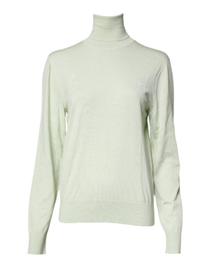 Dolce & Gabbana Light Green Wool Turtleneck Pullover Sweater