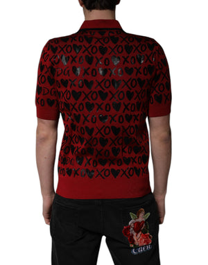 Dolce & Gabbana Red Cotton XOXO Collared Polo T-shirt
