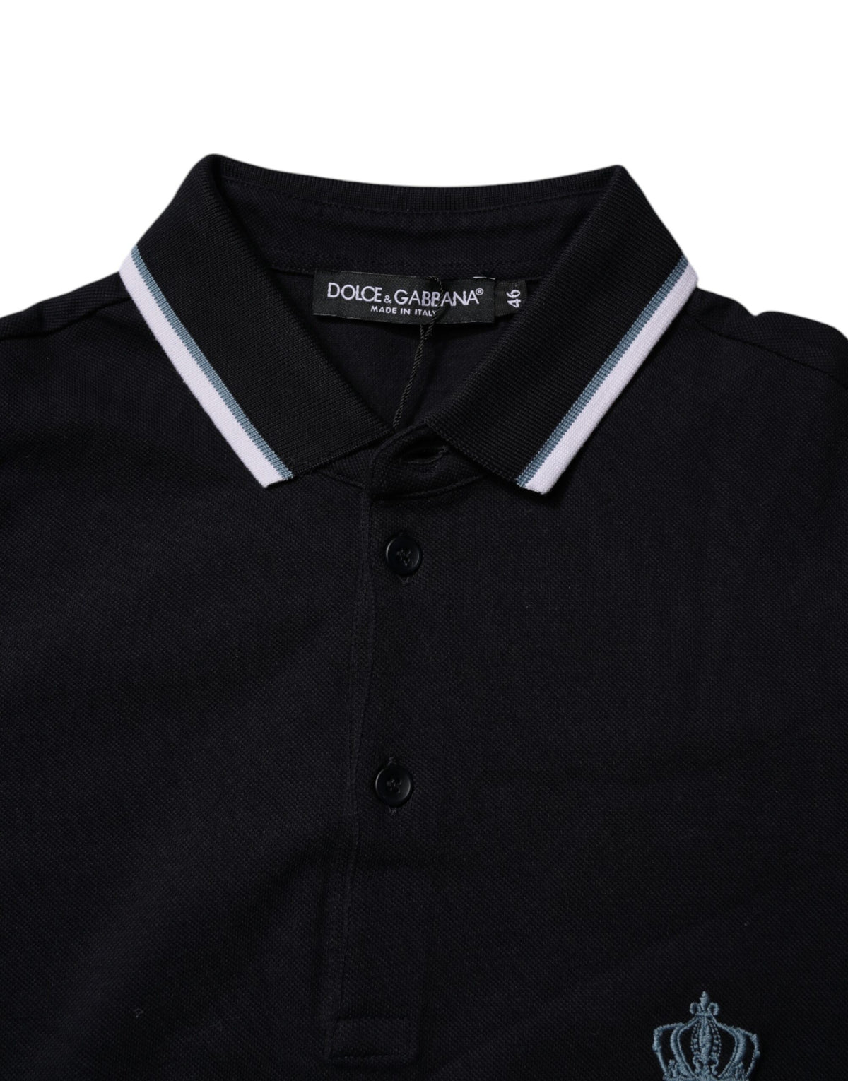 Dolce & Gabbana Black Cotton Crown Collared Polo T-shirt