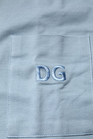 Dolce & Gabbana Blue Cotton Button Down Casual Men Polo Shirt