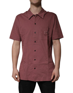 Dolce & Gabbana Dark Pink Button Down Casual Polo Men Shirt
