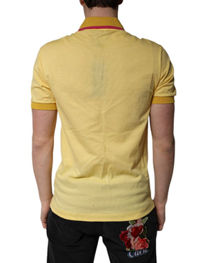 Dolce & Gabbana Yellow Cotton Logo Collared Polo T-shirt