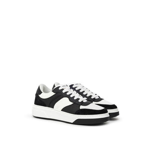 Dsquared² Black And White Leather Athletic Sneakers