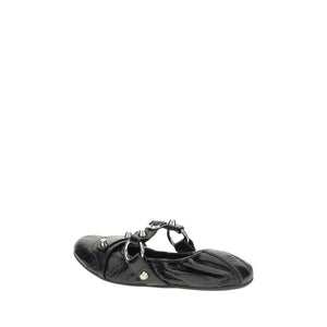 Balenciaga Black Calf Leather Bos Taurus Ballet Flats