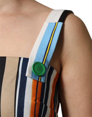 Dolce & Gabbana Multicolor Cotton Stripe Sleeveless Dress