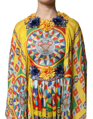 Dolce & Gabbana Multicolour Carretto Print Kaftan Twill Dress
