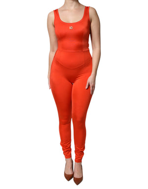 Dolce & Gabbana Orange Sleeveless Bodycon Jumpsuit Dress