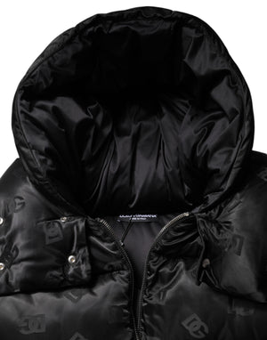 Dolce & Gabbana Black Padded Puffer Hooded Full Zip Cropped Jacket