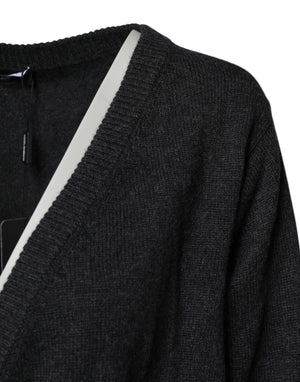 Dolce & Gabbana Grey Cashmere Deep V-neck Pullover Sweater