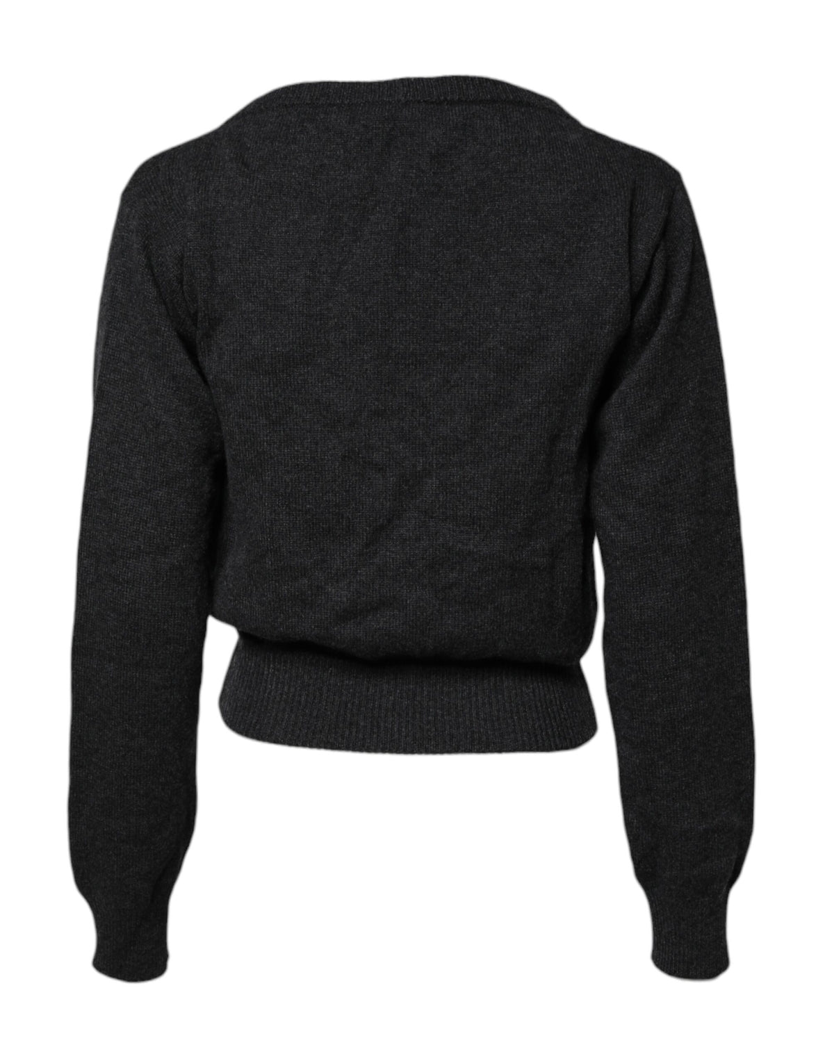 Dolce & Gabbana Grey Cashmere Deep V-neck Pullover Sweater