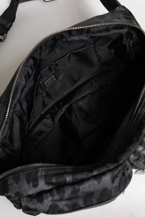 Dolce & Gabbana Black Gray Leopard DG Logo Belt Waist Fanny Pack Bag