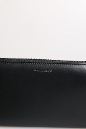 Dolce & Gabbana Black Blue Exotic Leather Embossed Continental Wallet