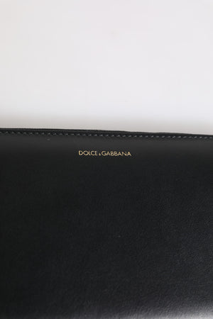 Dolce & Gabbana Black Blue Exotic Leather Embossed Continental Wallet