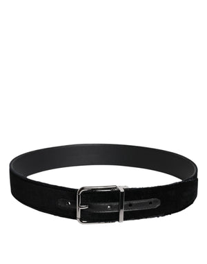 Dolce & Gabbana Black Cotton Silver Tone Metal Buckle Belt