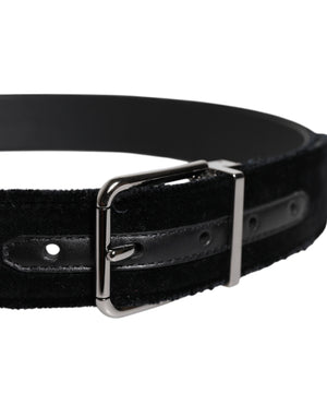 Dolce & Gabbana Black Cotton Silver Tone Metal Buckle Belt
