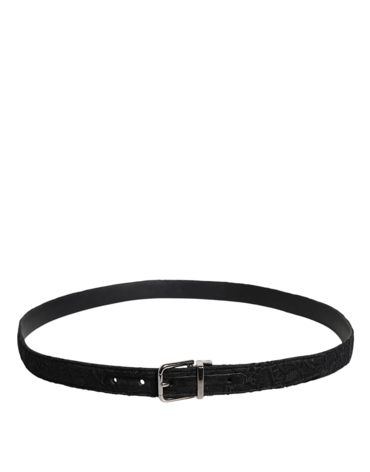 Dolce & Gabbana Black Cotton Blend Silver Metal Buckle Belt